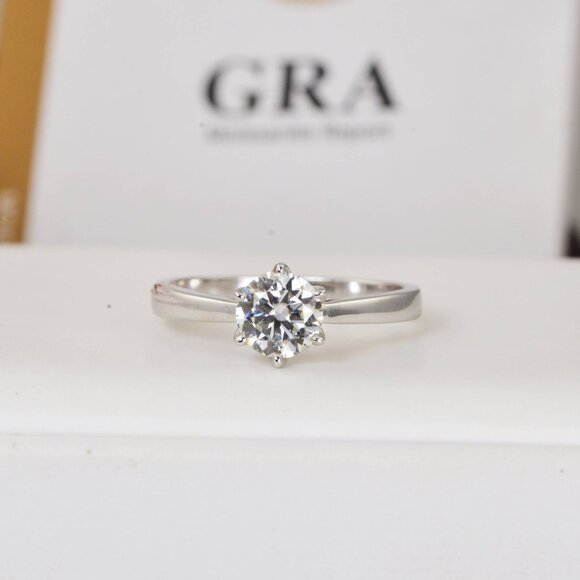 Certified Moissanite Ring 1CT Solitaire Engagement Ring - Picture 3 of 6